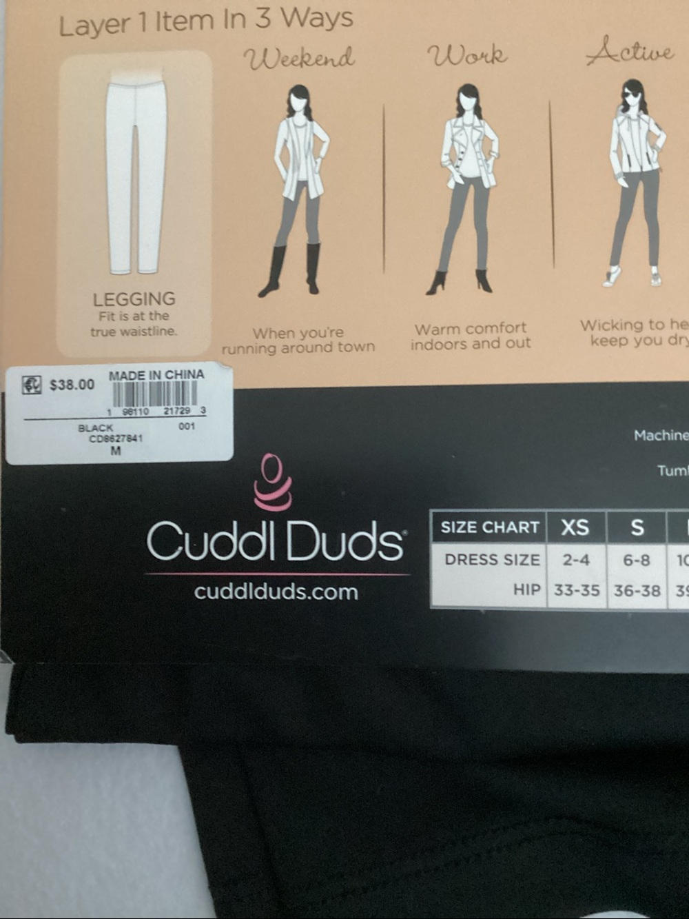 Cuddl Duds Climatesmart Leggings - Black - Picture 5 of 5